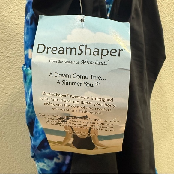 MIRACLE SUIT Dream Shaper Blue Patterned Women's One Piece Swimsuit Size 14 NWT - Picture 7 of 9